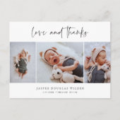 シンプル3写真の愛と感謝していベビーありがとう ポストカード (正面)