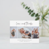 シンプル3写真の愛と感謝していベビーありがとう ポストカード (スタンド正面)