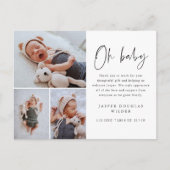 シンプル3写真オベビーありがとう ポストカード (正面)