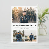 シンプル3写真コラージュクラシック卒業 案内状 (スタンド正面)