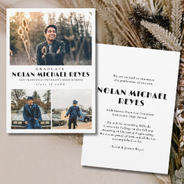 シンプル3写真コラージュクラシック卒業 案内状