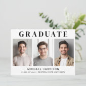 シンプル3写真卒業 案内状 (スタンド正面)