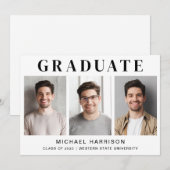 シンプル3写真卒業 案内状 (正面/裏面)