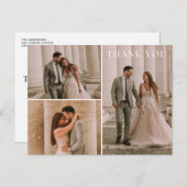 シンプル3写真結婚ありがとう ポストカード (正面/裏面)