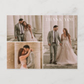 シンプル3写真結婚ありがとう ポストカード (正面)