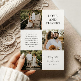 シンプル3写真結婚の サンキューカード