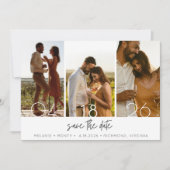 シンプル3写真結婚式の日付を保存 セーブザデート (正面)