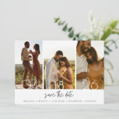 シンプル3写真結婚式の日付を保存 セーブザデート (スタンド正面)