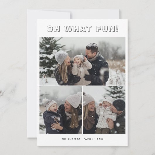 シンプル3家族の写真クリスマスああ何おもしろい シーズンカード (正面)