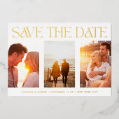 シンプル3数々の枚の写真の保存実在日 箔招待状 (正面)