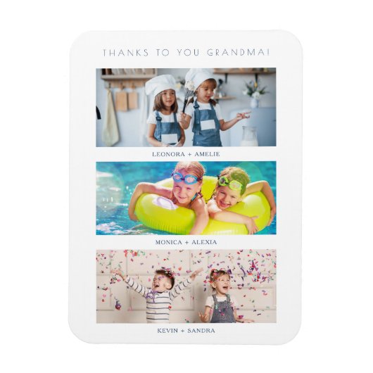 シンプル3数々の枚Collage Keepsake for Family マグネット (縦)