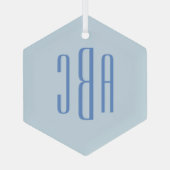 シンプル3文字ブルーモノグラム ガラスオーナメント (裏面)