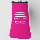 シンプル3文字ホットピンクとホワイトモノグラム ゴルフヘッドカバー (回転90)