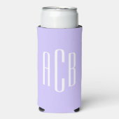 シンプル3文字ラベンダーモ淡い色のノグラム スリム缶クーラー (Seltzer正面)