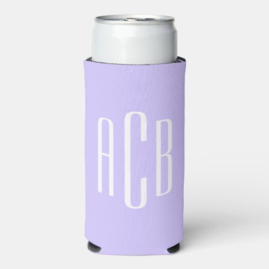 シンプル3文字ラベンダーモ淡い色のノグラム スリム缶クーラー (Seltzer正面)