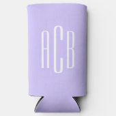 シンプル3文字ラベンダーモ淡い色のノグラム スリム缶クーラー (正面)