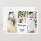 シンプル3枚の写真結婚の感謝はがき ポストカード (正面/裏面)