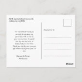 シンプル3枚の写真結婚の感謝はがき ポストカード (裏面)