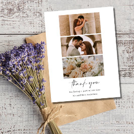 シンプル3枚の写結婚真に空白の感謝 ポストカード