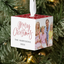 シンプル3枚フォトレッド&ホワイトクリスマス