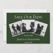 シンプル3枚写真コラージュ | エメラルドグリーン セーブザデート (正面)