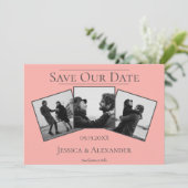 シンプル3枚写真コラージュ｜コーラル セーブ・ザ・デート (スタンド正面)