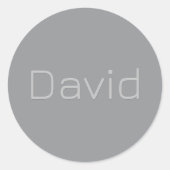 シンプル3次元ルッキング文字 | グレー ラウンドシール (正面)