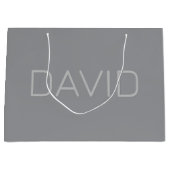 シンプル3次元ルッキング文字 | グレー ラージペーパーバッグ (正面)