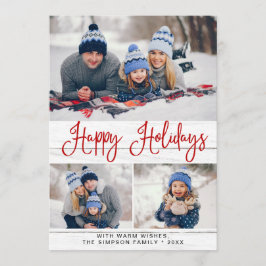 シンプル3素朴写真メリークリスマスグリーティング シーズンカード