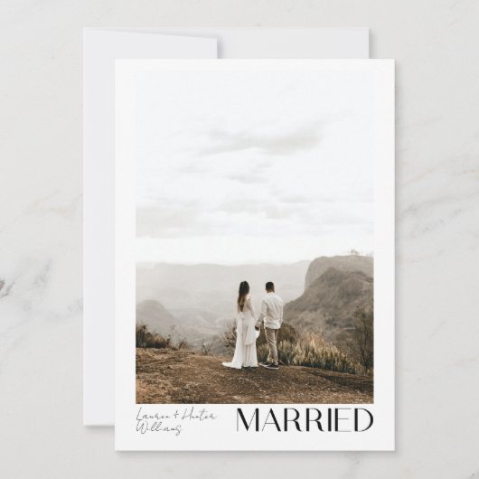 シンプル3結婚した枚フォトスクリプト結婚式レセプション 案内状 (正面)