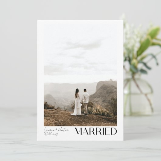 シンプル3結婚した枚フォトスクリプト結婚式レセプション 案内状 (スタンド正面)