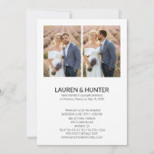 シンプル3結婚した枚フォトスクリプト結婚式レセプション 案内状 (裏面)