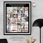 シンプル30フォトコラージュカスタム文字 ポスター<br><div class="desc">様々な形状とサイズの30の写真を使用しパーソナライズされたてカスタム、簡単からアップロードするテンプレートを使用して、フォントのスタイルや色の選択に応じて様々な写真やテキストを使用して独自のカラーのコラージュのポスタープリントを作成する(サンプルは黒に白でで表示)。家族や個人にとって意味のある贈り物や記念祝品、誕生日や記念日など特別な機会、卒業式や退職などの節目を祝うこと結婚、写真や旅行やペットの写真を展示すること、悔やみや弔慰の死別の贈り物としての記念献上品を作ること。オプション:サンプルは値紙(マット)に24x30インチのサイズで表示され、その他の標準およびのプリントサイズと紙品質、DIGITAL DOWNLOADカスタム、または泡立てボード、バナー、タペストリー、その他の製品オプションへのデザインの転送は注文ページで利用可能である。サイズ変更のヒント:ロック解除カスタムアイコンの後に高さと幅を比例して変更し縁どて、偶数の場合はサイズを選択すクリックるアシスタンス:救済デザインの変更やカスタマイズ、色の変更、サイズ変更やデザインの転送に関して連絡は、下のZazzleチャットメッセージタブを介してデザイザBEFORE ORDERINGまたは電子メールmakeitaboutyoustore@gmail.comを介して。</div>