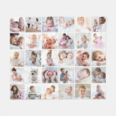 シンプル30フォトコラージュテンプレートあなたの色 フリースブランケット (正面(横))