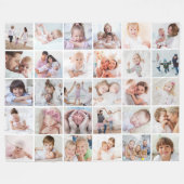 シンプル30フォトコラージュテンプレート白 フリースブランケット (正面(横))