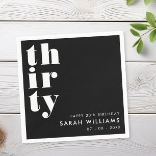 シンプル30モダン歳の誕生日パーティー スタンダードカクテルナプキン