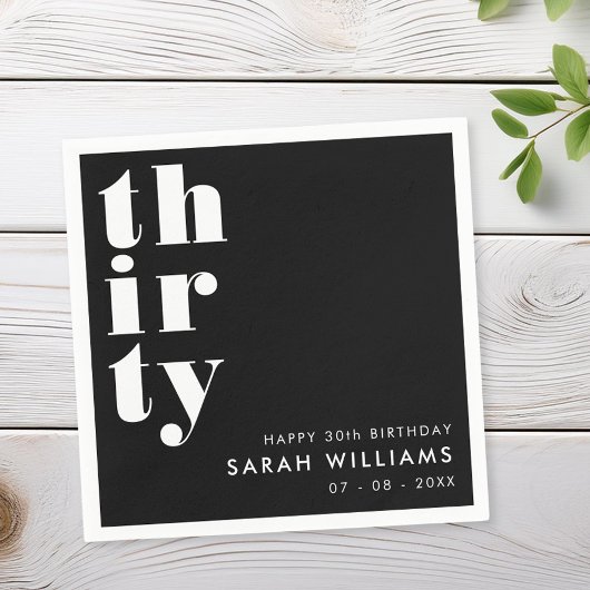 シンプル30モダン歳の誕生日パーティー スタンダードカクテルナプキン