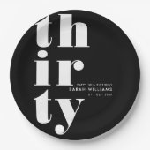 シンプル30モダン歳の誕生日パーティー ペーパープレート (正面)