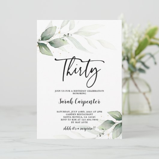 シンプル30歳の誕生日の招待状 招待状 (スタンド正面)