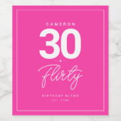 シンプル30気のあるそぶりをしたモダンとネオンパーソナライズされたピンク ワインラベル (シングルラベル)