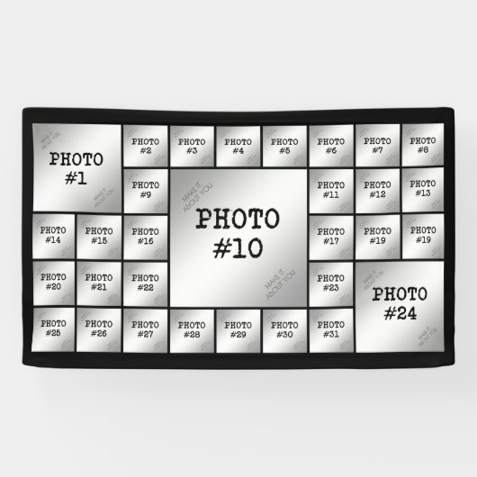 シンプル31フォトコラージュテンプレートカスタムカラー 横断幕 (横)