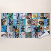 シンプル32平方フォトコラージュカスタムカラー ビーチタオル (正面)