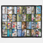 シンプル32矩形フォトコラージュカスタム色 フリースブランケット (正面(横))