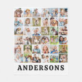 シンプル36枚パーソナライズされた写真コラージュかわいい家族 フリースブランケット (正面)