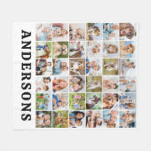 シンプル36枚パーソナライズされた写真コラージュかわいい家族 フリースブランケット (正面(横))