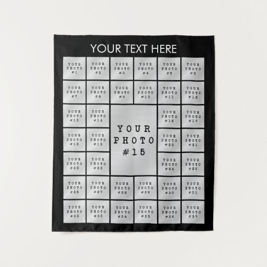シンプル37フォトコラージュパーソナライズされた背景 タペストリー (正面)