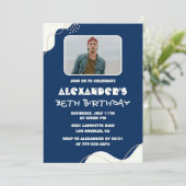 シンプル38歳の誕生日招待状メンズ写真海軍 招待状 (スタンド正面)