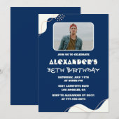 シンプル38歳の誕生日招待状メンズ写真海軍 招待状 (正面/裏面)