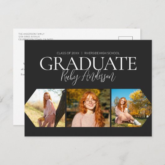 シンプル3 Photo Black卒業発表 ポストカード (正面/裏面)