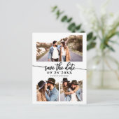 シンプル3 Photo Collage Wedding Save The Date ポストカード (スタンド正面)